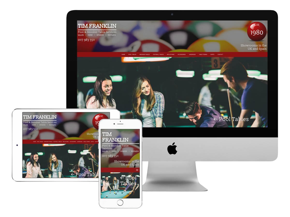 Tim Franklin Pool and Snooker Website Design Bristol